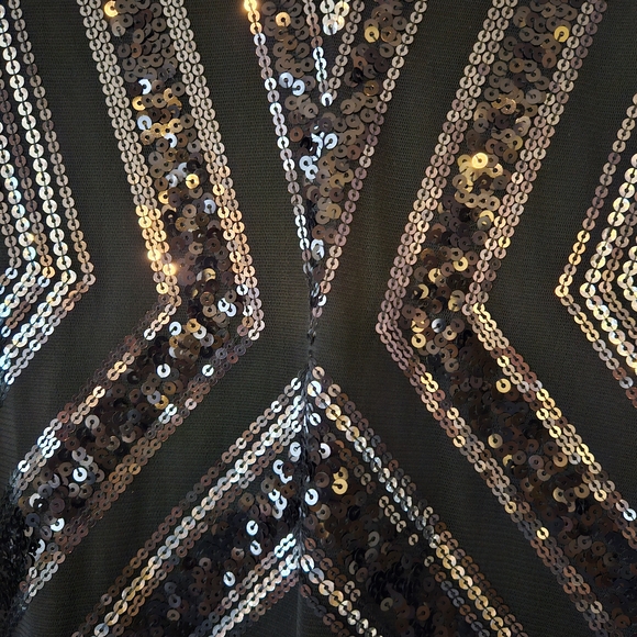 Express Long Sleeve Black and Silver Sequin Dress - Picture 2 of 4